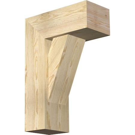 Ekena Millwork Traditional Block Rough Sawn Bracket w/ Offset Brace, Douglas Fir, 8"W x 18"D x 26"H BKT0806X18X26TRA05RDF